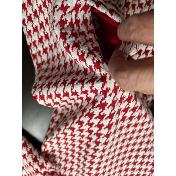 Tyler Böe Red & White Houndstooth Retro Preppy Chic Sweater Dress w/Pockets Sz S - Picture 8 of 9